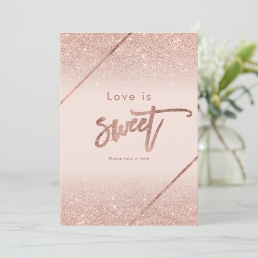 Roos gouden glitter typografie blush roze teken kaart (Staand voorkant)
