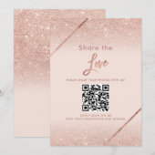Roos gouden glitter typografie blush roze teken kaart (Voorkant / Achterkant)