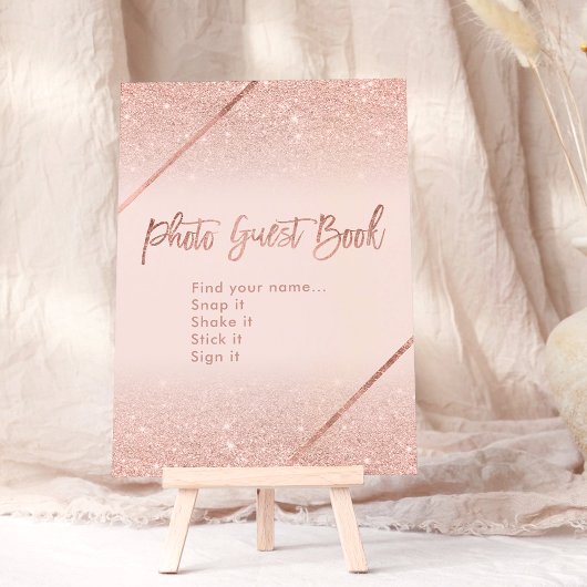 Roos gouden glitter typografie blush roze teken kaart