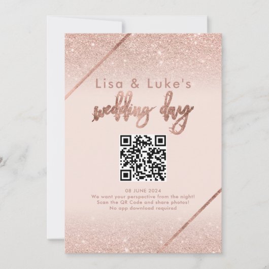 Roos gouden glitter typografie blush roze teken kaart (Voorkant)