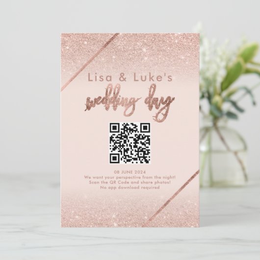 Roos gouden glitter typografie blush roze teken kaart (Staand voorkant)