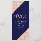 Roos gouden glitter typografie marine bruiloft men menu (Voorkant)