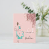 roos gouden glitter-uitnodiging van 60 & geweldige briefkaart (Staand voorkant)