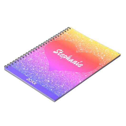 Roos Gouden Glitter Valentijnsdag Hartnaam Gift Notitieboek (Linkerzijde)