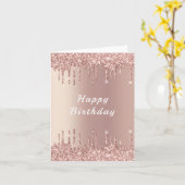 Roos Gouden Glitter Verjaardag Kaart (Gele Bloem)