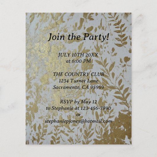 Roos Gouden Glitter Verjaardagstaart 50ste Verjaar Flyer (Achterkant)