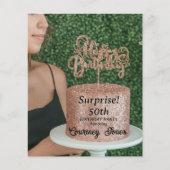 Roos Gouden Glitter Verjaardagstaart 50ste Verjaar Flyer (Voorkant)