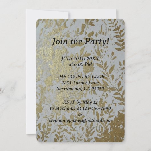 Roos Gouden Glitter Verjaardagstaart 50ste Verjaar Kaart (Achterkant)