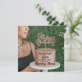 Roos Gouden Glitter Verjaardagstaart 50ste Verjaar Save The Date (Staand voorkant)