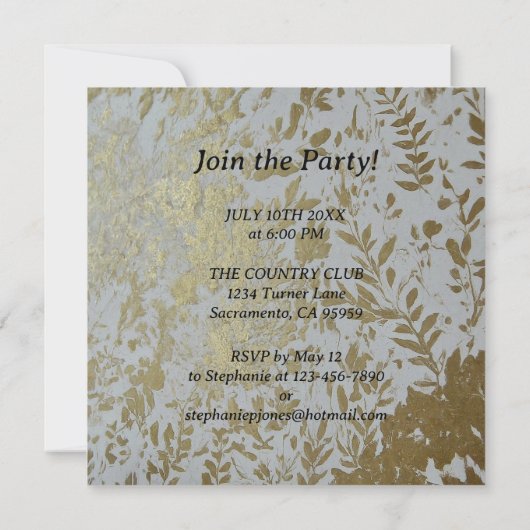 Roos Gouden Glitter Verjaardagstaart 50ste Verjaar Save The Date (Achterkant)