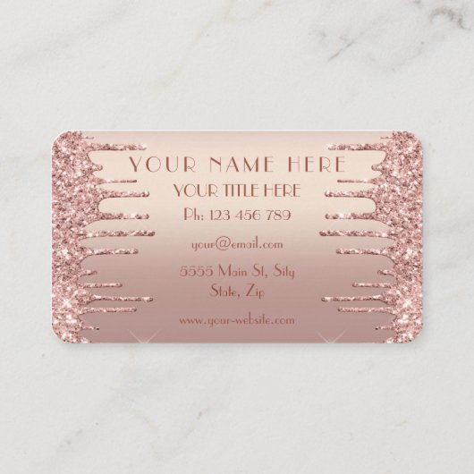 Roos gouden glitter Visitekaartje ontwerp je eigen (Achterkant)