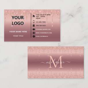 Roos gouden glitter Visitekaartje ontwerp je eigen
