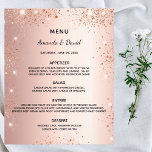 Roos gouden glitter voor weddenschappen flyer<br><div class="desc">Let op: dit menu staat op flyer paper en erg dun. Enveloppen zijn niet inbegrepen. Ga naar onze winkel voor dikkere menu's (hetzelfde ontwerp). Een elegant trouwmenu. Roos gouden faux metallische achtergrond,  versierd met faux glitter stof. Sjablonen voor uw namen,  datum en het trouwmenu.</div>