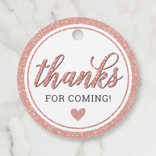 Roos gouden glitter Vrijgezellenfeest rond dank u Bedankjes Labels (Achterkant)