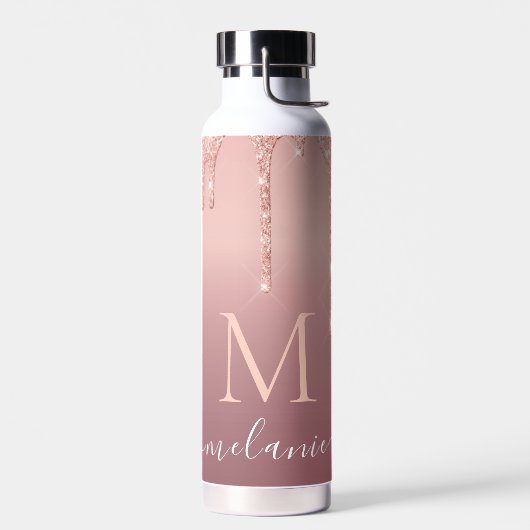 Roos Gouden Glitter Waterfles Aangepaste Letter Na (Links)