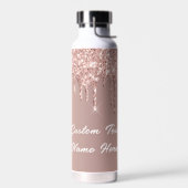 Roos Gouden Glitter Waterfles met aangepaste tekst (Links)
