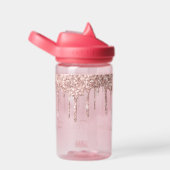 Roos Gouden Glitter Waterfles met aangepaste tekst (Rechts)