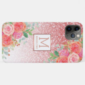 Roos Gouden Glitter Waterverf Bloemen Monogram Naa Case-Mate iPhone Case (Achterkant (horizontaal))