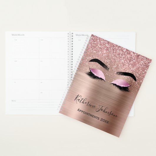 Roos Gouden Glitter Wimpers Schoonheidssalon 2024  Planner (Display)