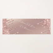 Roos Gouden Glitter Yoga Mat met Aangepaste Tekst (Achterkant (horizontaal))
