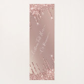 Roos Gouden Glitter Yoga Mat met Aangepaste Tekst (Achterkant)