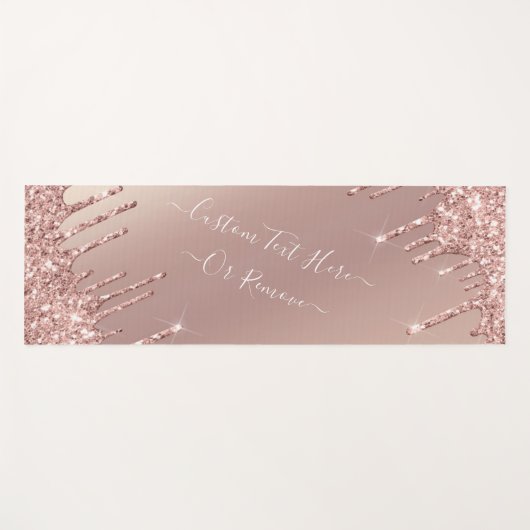 Roos Gouden Glitter Yoga Mat met Aangepaste Tekst (Voorkant (horizontaal))