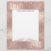 Roos Gouden Glitter Zakelijke Letterhead Sjabloon Briefhoofd (Voorkant)