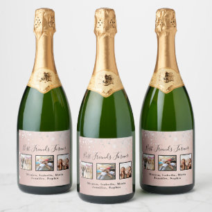 Roos gouden glitter zilver beste vrienden foto sparkling wijnetiket