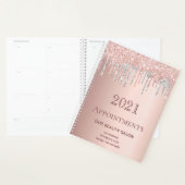 Roos Gouden Glitter Zilveren Salon Afspraken 2025 Planner (Display)