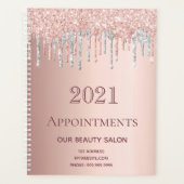 Roos Gouden Glitter Zilveren Salon Afspraken 2025 Planner (Voorkant)