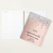 Roos Gouden Glitter Zilveren Salon Afspraken 2025 Planner (Display)