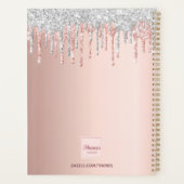 Roos Gouden Glitter Zilveren Salon Afspraken 2025 Planner (Achterkant)