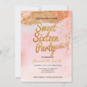 roos gouden glitter zoet 16 uitnodiging (Voorkant)