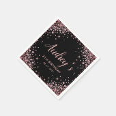 Roos Gouden Glitter Zwart 21e Verjaardag Monogram Servet (Hoek)