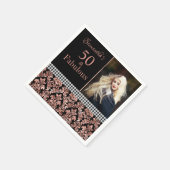 Roos Gouden Glitter Zwart Damask 50ste Verjaardag  Servet (Hoek)