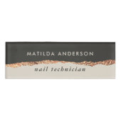 Roos Gouden Glitter Zwart Girly Elegant Modern Chi Naambadge (Voorkant)