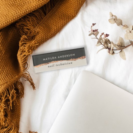 Roos Gouden Glitter Zwart Girly Elegant Modern Chi Naambadge