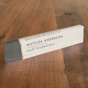 Roos Gouden Glitter Zwart Girly Elegant Modern Chi Naambordje