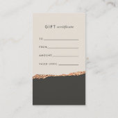 Roos Gouden Glitter & Zwart Modern Cadeaubon Visitekaartje (Achterkant)