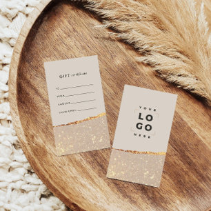 Roos Gouden Glitter & Zwart Modern Cadeaubon Visitekaartje