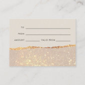 Roos Gouden Glitter & Zwart Modern Cadeaubon Visitekaartje (Achterkant)