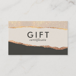 Roos Gouden Glitter & Zwart Modern Cadeaubon Visitekaartje