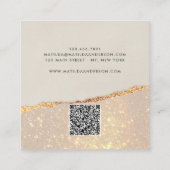 Roos gouden glitter zwart roze QR code Vierkante Visitekaartje (Achterkant)