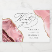 Roos Gouden Glitter Zwart Script Bruiloft Dank u Sparkling Wijnetiket (Enkel label)