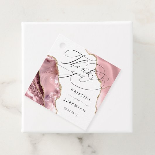 Roos Gouden Glitter Zwart Script Luxe bruiloft Bedankjes Labels (In situ)