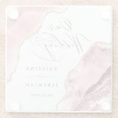 Roos Gouden Glitter Zwart Script Luxe bruiloft Glazen Onderzetter (Achterkant)