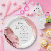 Roos Gouden Glitter Zwart Script Luxe bruiloft Papieren Bordje (Feest)