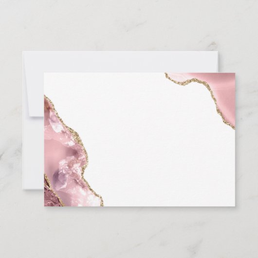 Roos Gouden Glitter Zwart Script Luxe bruiloft RSVP Kaartje (Achterkant)