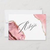 Roos Gouden Glitter Zwart Script Luxe bruiloft RSVP Kaartje (Achterkant)