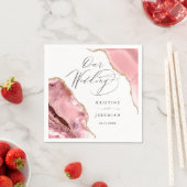 Roos Gouden Glitter Zwart Script Luxe bruiloft Servet (Insitu)